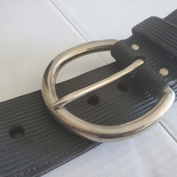 Gilles Herve Paris France Rubber Belt Chrome Buckle - Picture 5 of 5